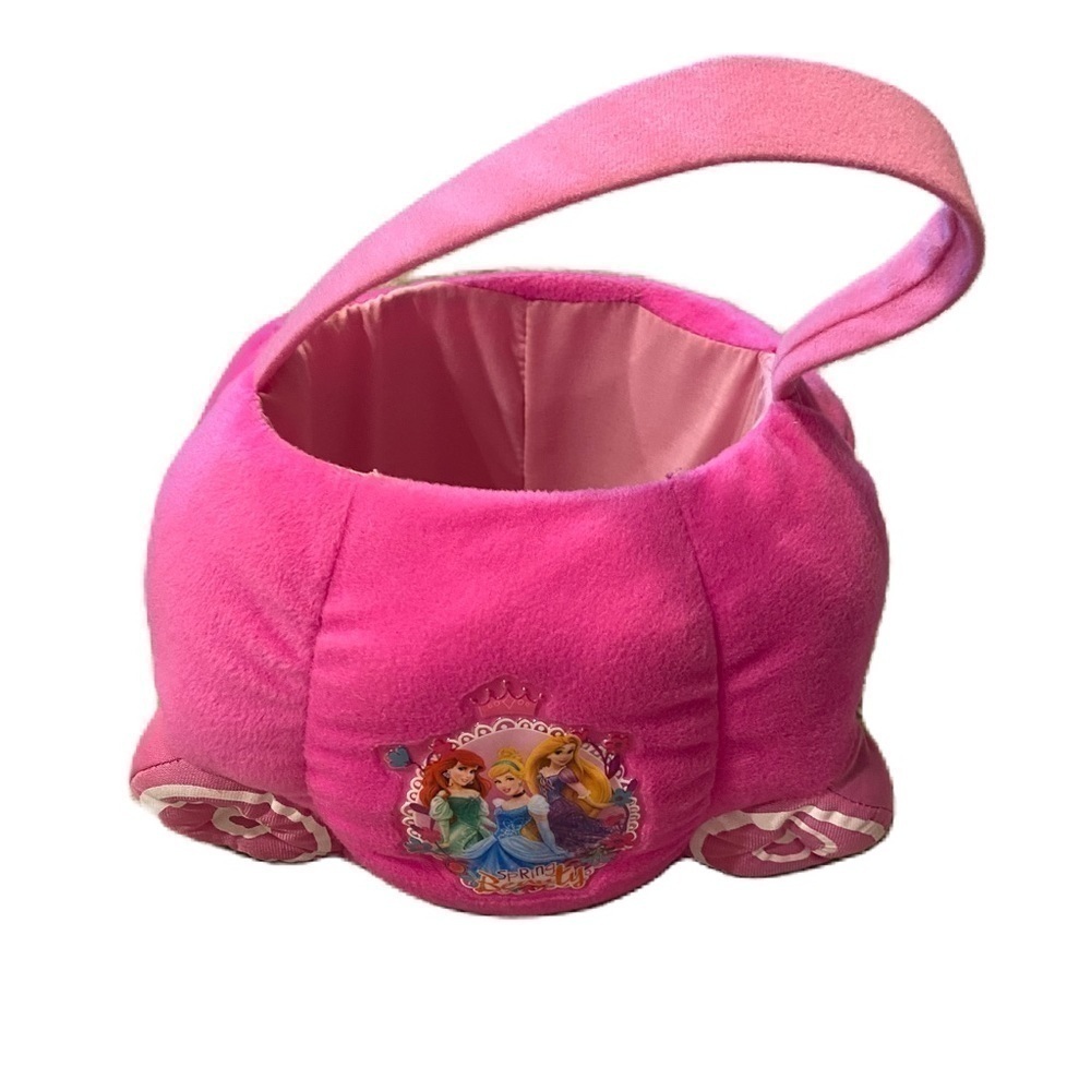 Disney Princess Carriage Plush Basket Pink Easter Halloween  Cinderella Ariel